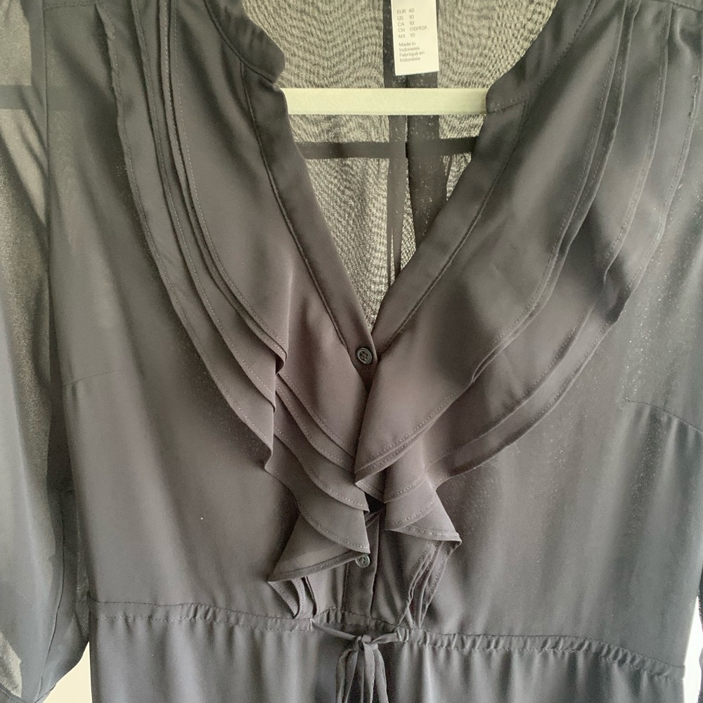H&M BLACK RUFFLE DRESS - Picture 2 of 4